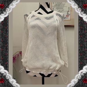 1. State Crochet Soft White Sweater